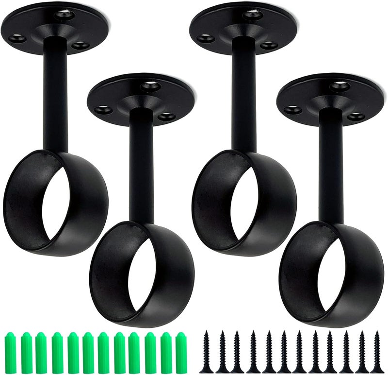 OperSeven 1-1/4 Inch 4 Packs Black Heavy Duty Stainless Steel Closet Rod End Supports Closet Pole Sockets Flange Rod Holder with Screws， Closet Shelf and Rod Brackets (Qualcomm Flange) - Image 1